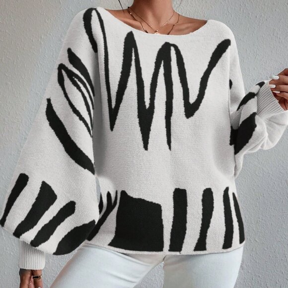 Casual Women's Loose Lantern Sleeve Sweater - Picture 4 of 7